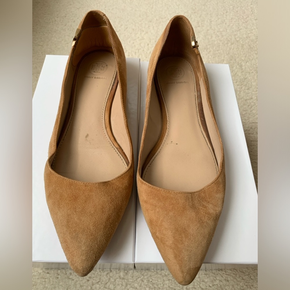 Tory Burch Elizabeth pointy toe leather flats, Sz 8.5